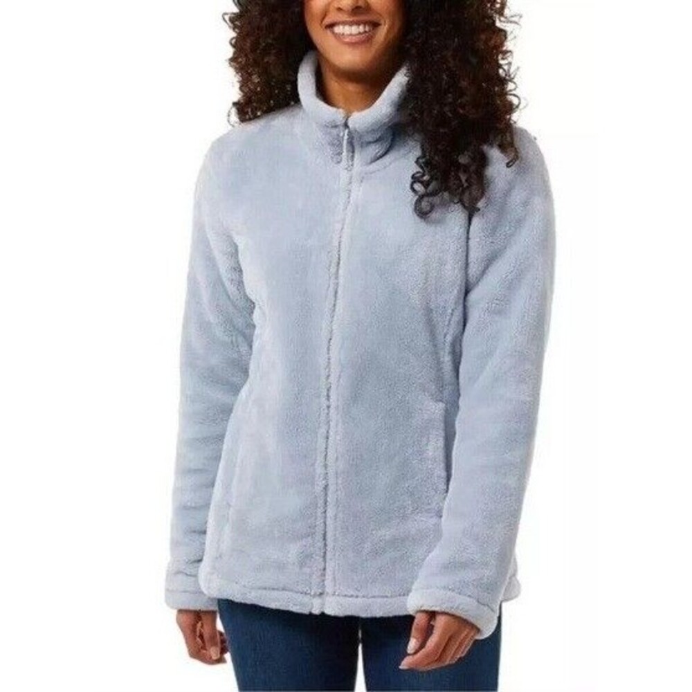 32 Degrees Women's Plush Teddy Jacket Artic Ice Light Blue NWT